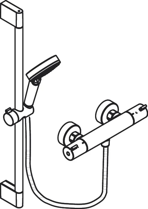 Hansgrohe Crometta Brausenkombi Vario Ecostat 1001 CL Thermostat, 65 cm Brausestange, weiß/chrom, 100 mm Brausekopfgröße