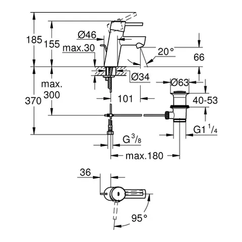 Einhand-Waschtischbatterie Concetto 23380_1, S-Size, Einlochmontage, Energie-Spar-Funktion Mittelstellung kalt, Zugstangen-Ablaufgarnitur 1 1/4″, chrom Einhand-Waschtischbatterie Concetto 23380_1, S-Size, Einlochmontage, Energie-Spar-Funktion Mittelstellung kalt, Zugstangen-Ablaufgarnitur 1 1/4″, chrom