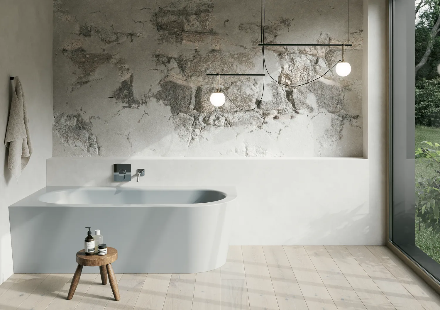 Bette BetteSilhouette Badewanne Eck Starlet IV Blue Satin 1750x800x420/575 mm glasierter Titan-Stahl 2-Sitzer Schürzenwanne