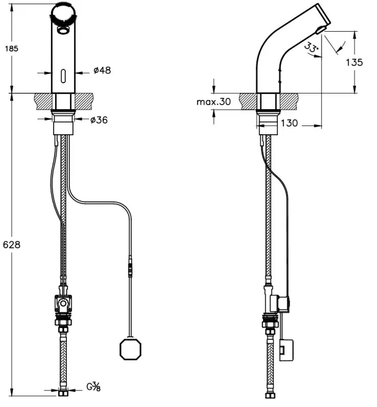 VitrA Sento Kids Aquatech-Waschtischmischer mit Sensorik für Batteriebetrieb Chrom/Grün