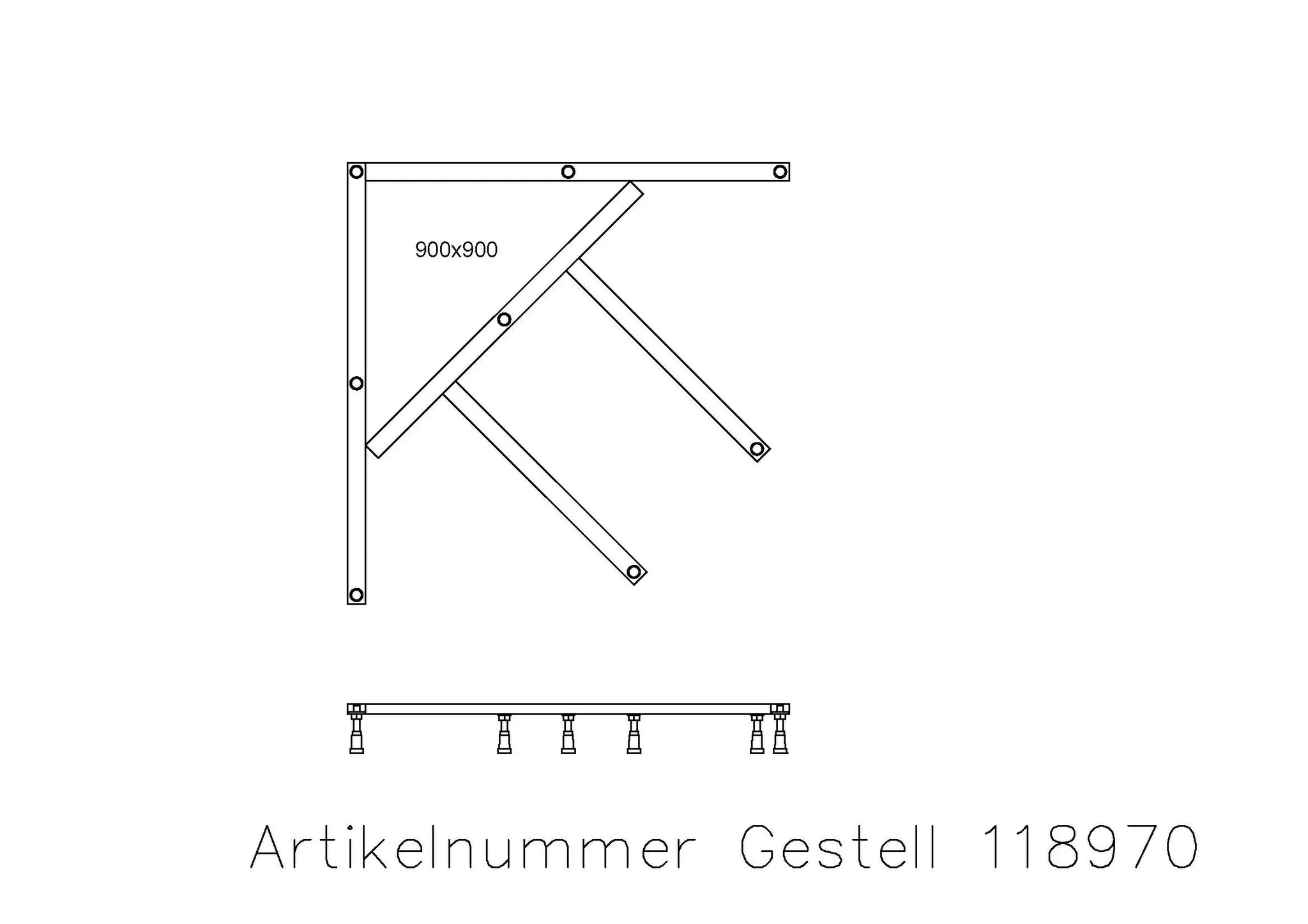 Hoesch Untergestell für Duschwanne „Muna“ 4179, 4180, 4181, 4182 80 × 110 cm