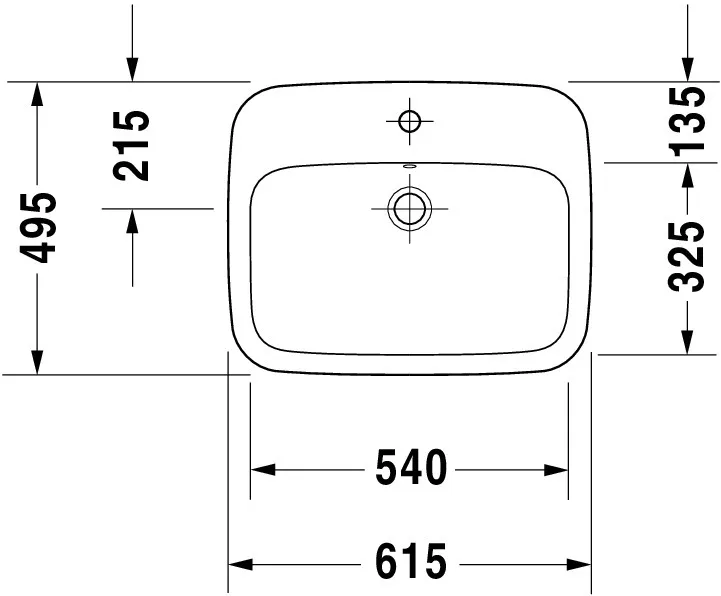 Einbauwaschtisch „DuraStyle“, mit Überlauf, Hahnlochposition mittig Einbauwaschtisch „DuraStyle“, mit Überlauf, Hahnlochposition mittig