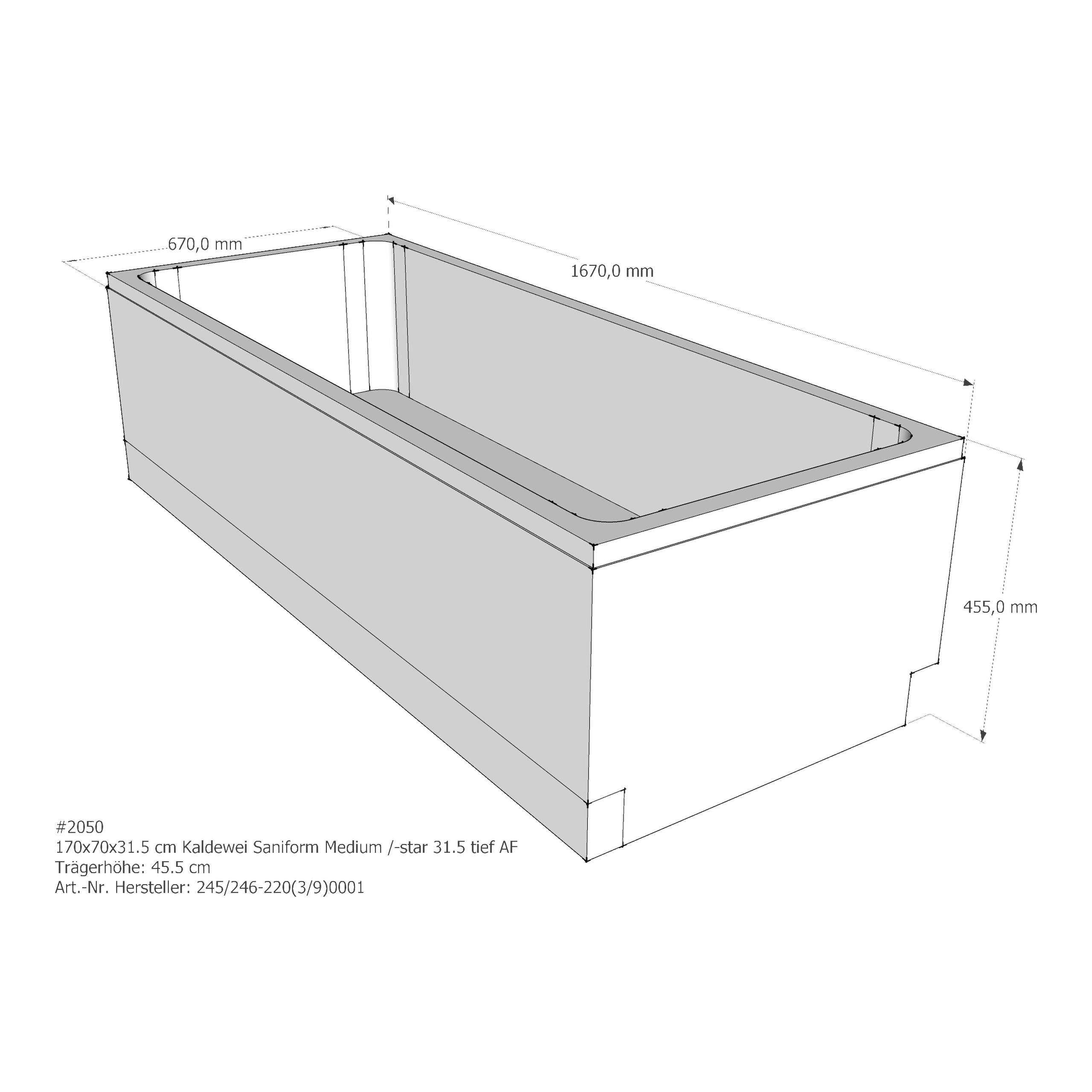 Badewannenträger für Kaldewei Saniform 170 × 70 × 31,5 cm Badewannenträger für Kaldewei Saniform 170 × 70 × 31,5 cm