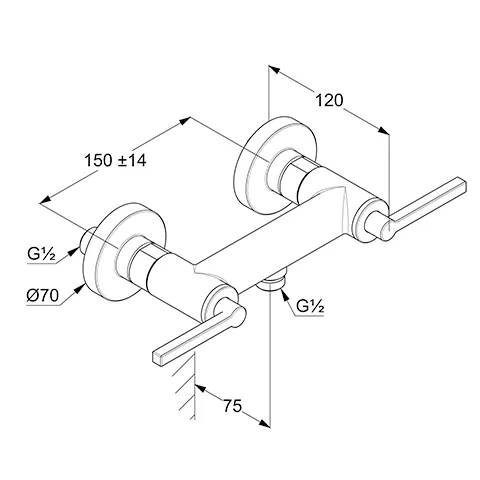 Kludi NOVA FONTE Brausearmatur PURISTIC chrom, DN 15, Wandmontage Kludi NOVA FONTE Brausearmatur PURISTIC chrom, DN 15, Wandmontage