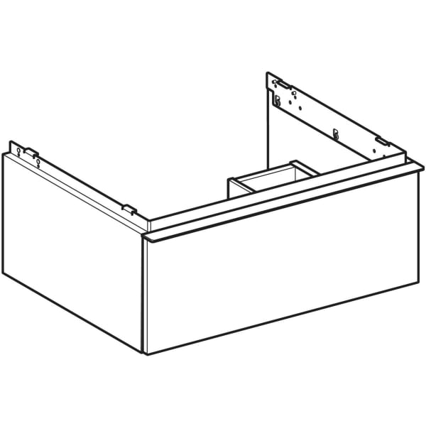 iCon Unterschrank für Waschtisch, mit einer Schublade: Breite Waschtisch=60cm, Korpus und Front: weiß / lackiert hochglänzend, Griff: weiß / pulverbeschichtet matt