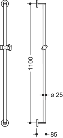 Brausehalterstange pulverbeschichtet „System 900“ in Weiß tiefmatt / Chrom Brausehalterstange pulverbeschichtet „System 900“ in Weiß tiefmatt / Chrom