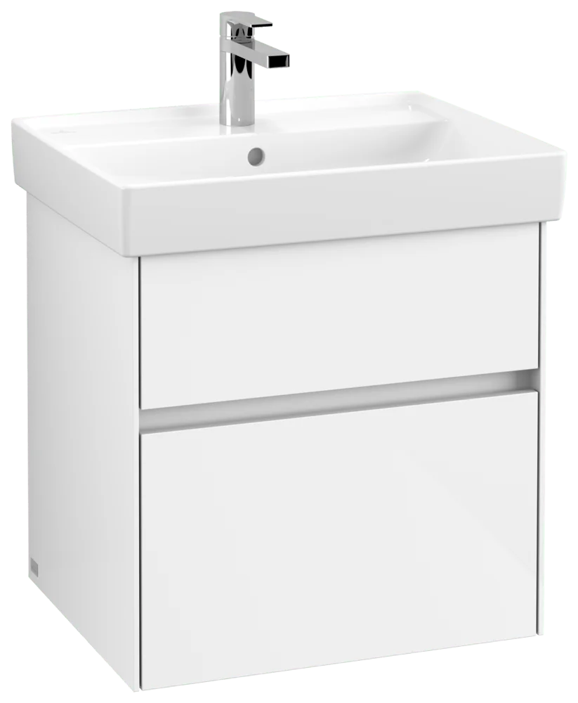 Villeroy & Boch Waschbeckenunterschrank Collaro C00800, Eckig Glossy White, 554x546x444 mm, 1 Waschbecken, SoftClosing, 2 Auszüge