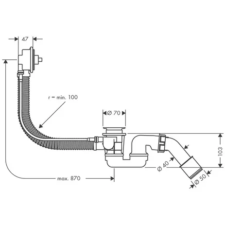 Wannenab-u.Überlaufgarnitur Flexaplus Grundset m.flex.Überlaufschlauch Sonderw Wannenab-u.Überlaufgarnitur Flexaplus Grundset m.flex.Überlaufschlauch Sonderw