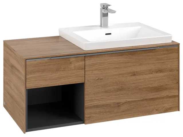 Villeroy & Boch Waschtischunterschrank mit Regalelement „Subway 3.0“ für Schrankwaschtisch 1001 × 423 × 516 mm Kansas Oak, für Becken rechts