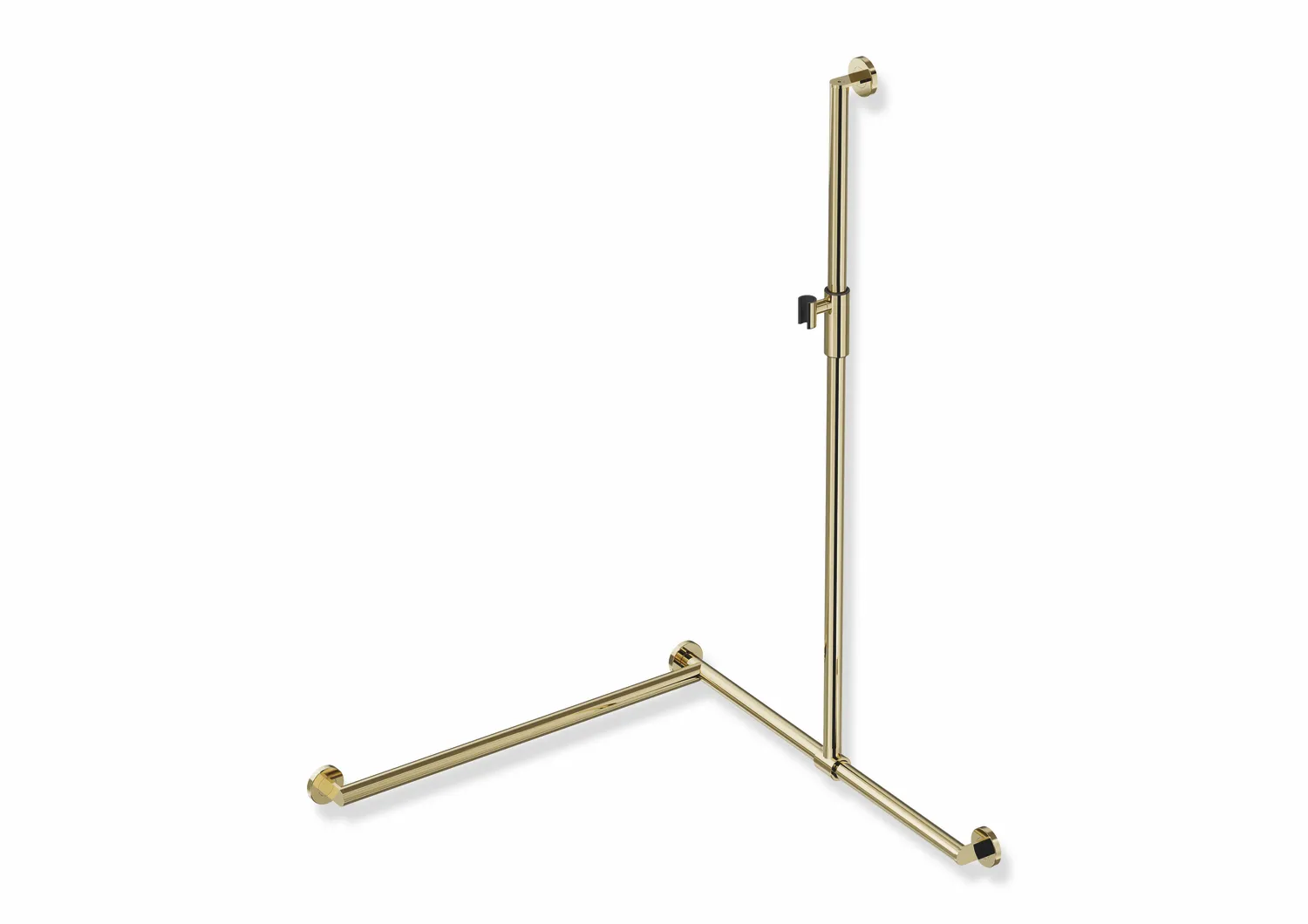 Duschhandlauf mit verschiebbarer Brausehalterstange, Edelstahl, PVD, mit magnetischem Brausehalter, senkrechte Länge 1250 mm, waagerechte Längen 800 mm, D: 32 mm, 70 mm tief, Ausführung links, in Farbe CK (Messing glänzend) Duschhandlauf mit verschiebbarer Brausehalterstange, Edelstahl, PVD, mit magnetischem Brausehalter, senkrechte Länge 1250 mm, waagerechte Längen 800 mm, D: 32 mm, 70 mm tief, Ausführung links, in Farbe CK (Messing glänzend)