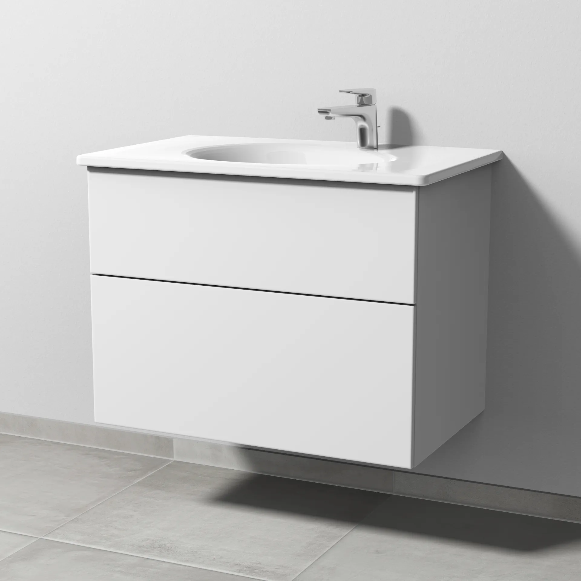 Sanipa Waschtischunterschrank „3way“ passend zu Keramik-Waschtische Antao von Villeroy & Boch 755 × 588 × 482 mm in Weiß-Soft