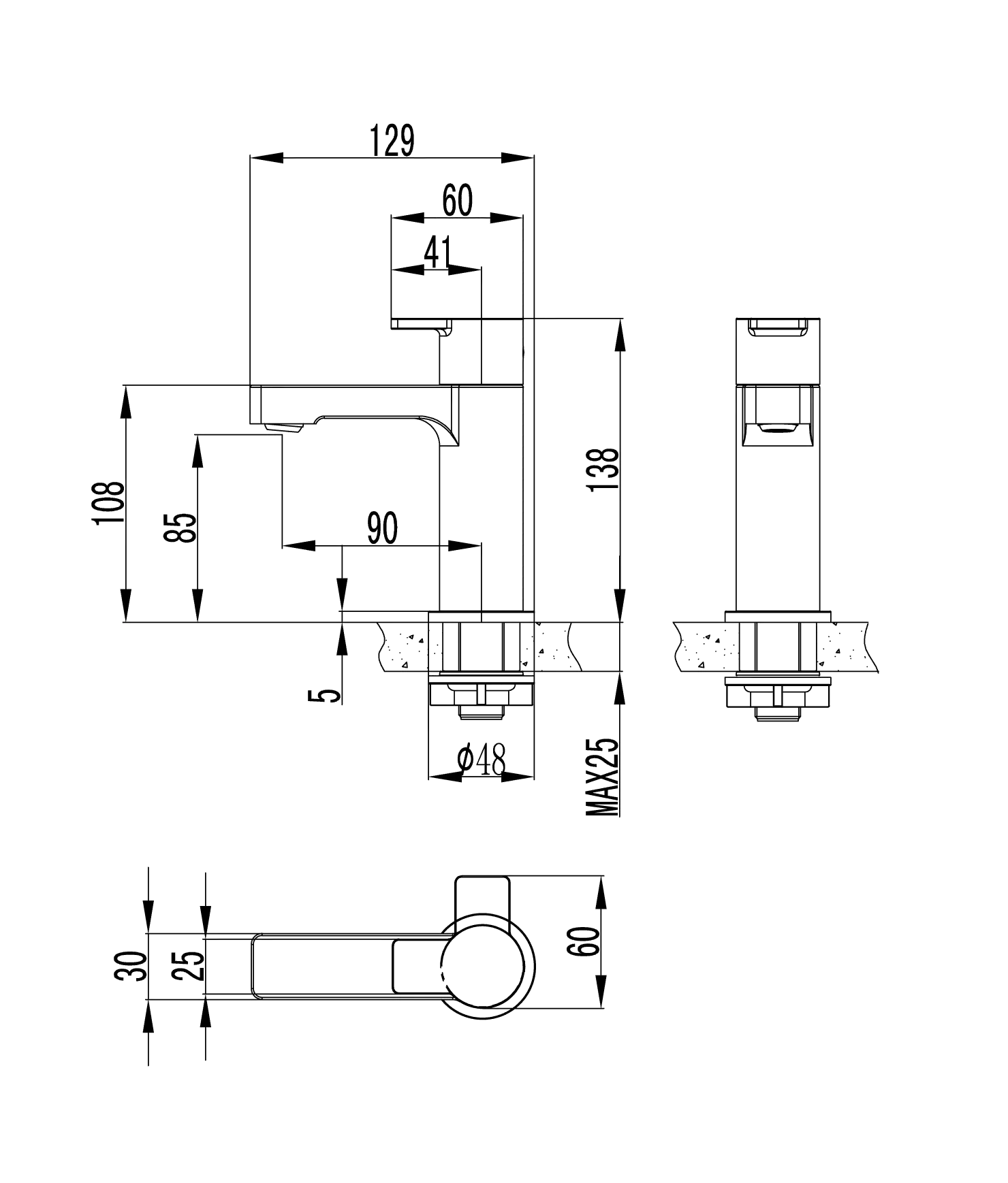 Kaltwasserarmatur Architectura TVW103006000 ohne Ablaufgarnitur, Chrom