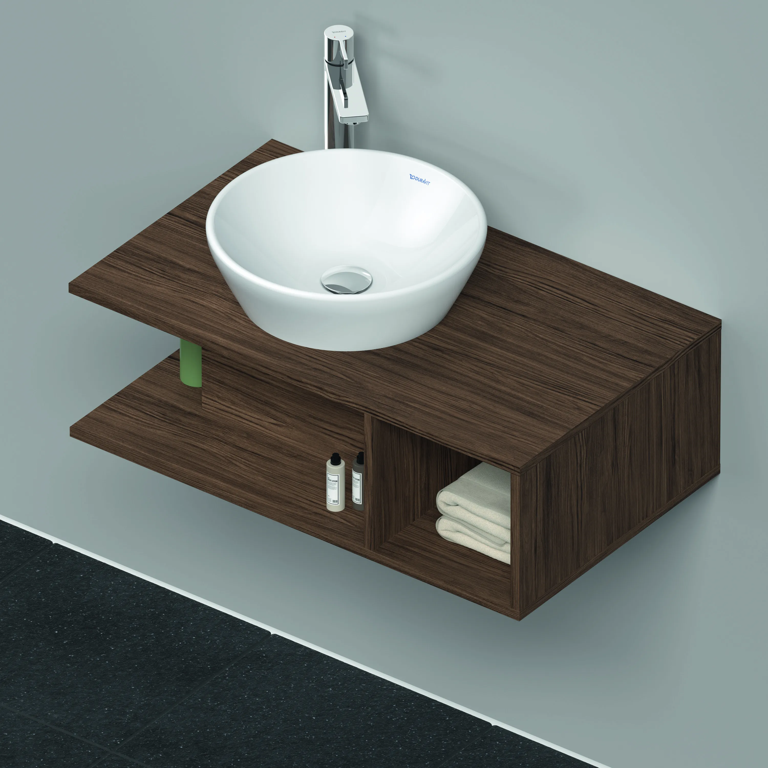 Duravit Waschtischunterschrank wandhängend „D-Neo“ 80 × 26 × 48 cm Nussbaum Dunkel