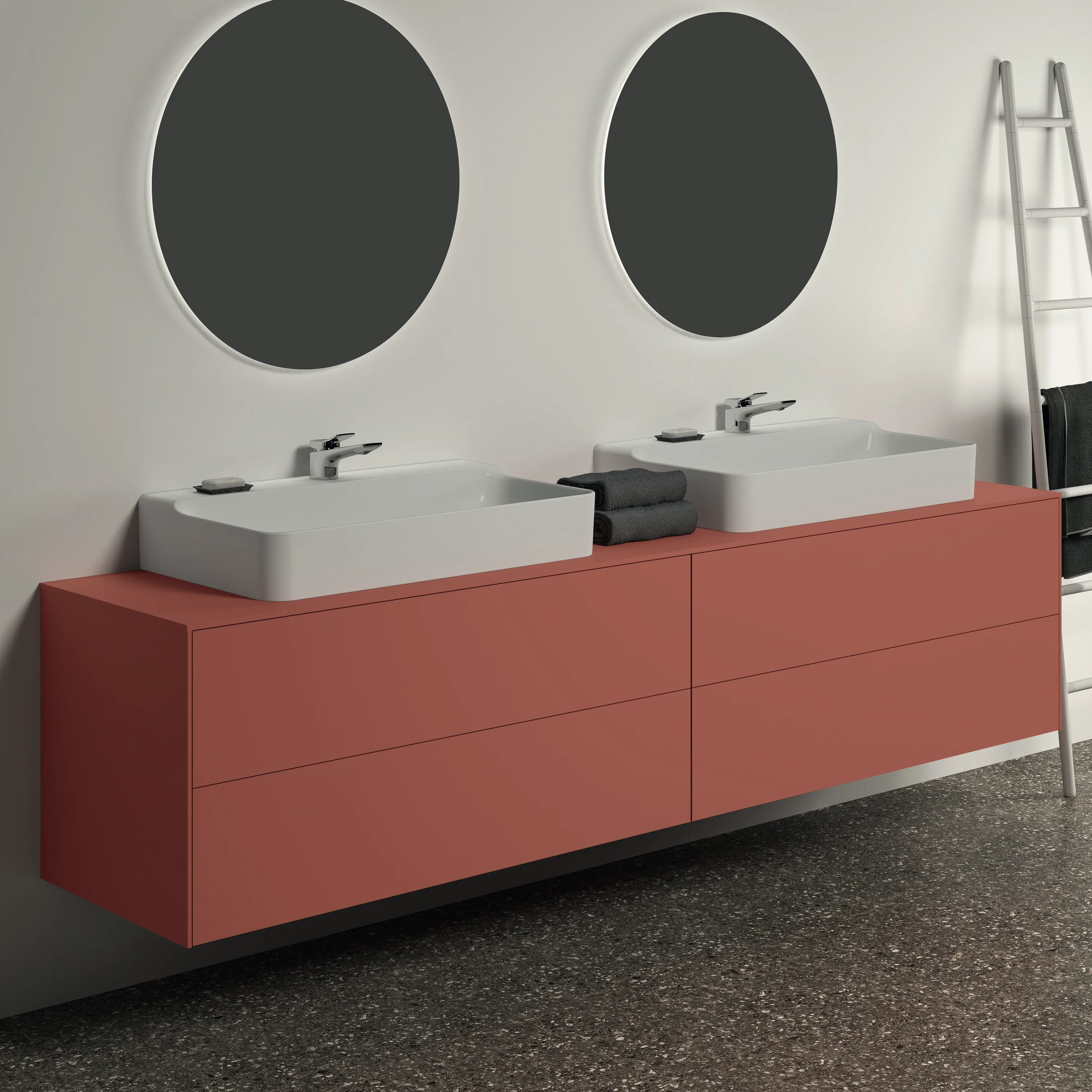 Ideal Standard Conca Waschtischunterschrank, 4 Auszüge, Push-Open mit Softclose-Einzug, Sunset matt, 2387x505x550 mm