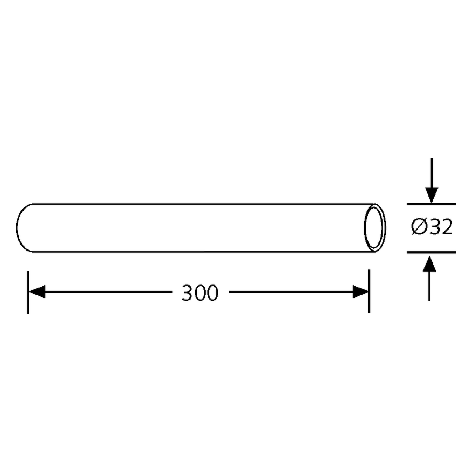Abgangsrohr ohneBord 1 1/4" × 290mm chrom