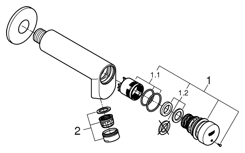 Selbstschluss-Wandventil Euroeco CT 36266, ohne Mischung, Markierung blau/rot, chrom Selbstschluss-Wandventil Euroeco CT 36266, ohne Mischung, Markierung blau/rot, chrom