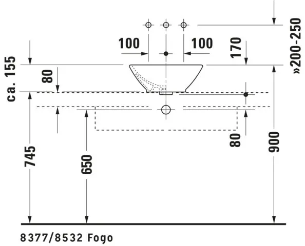 Aufsatzbecken Bacino 420 mm rund, mit ÜL, ohne HLB, weiß