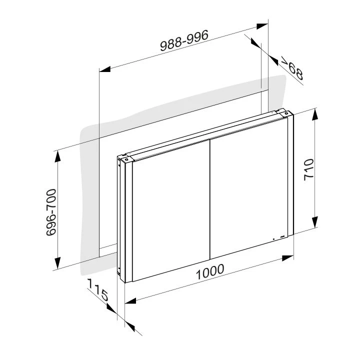 KEUCO Wandeinbau Spiegelschrank „Somaris“ Weiß (matt), Unterputz, ohne Spiegelheizung 1000 × 710 × 115 mm KEUCO Wandeinbau Spiegelschrank „Somaris“ Weiß (matt), Unterputz, ohne Spiegelheizung 1000 × 710 × 115 mm