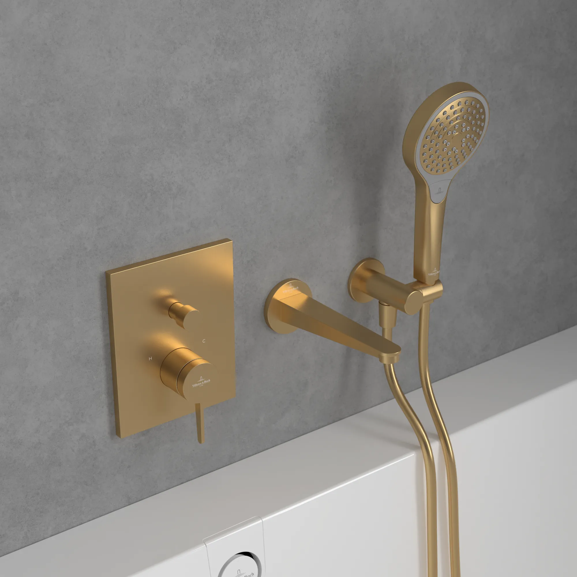 Zweihand-Unterputz-Armatur „Conum“ 12,4 cm in Brushed Gold Zweihand-Unterputz-Armatur „Conum“ 12,4 cm in Brushed Gold