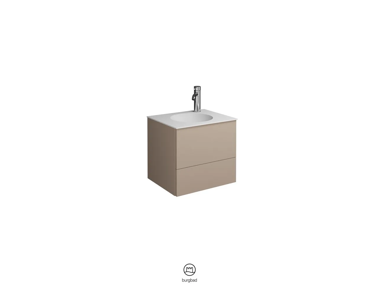 burgbad Coco Mineralguss-Waschtisch inkl. Waschtischunterschrank, 406 mm hoch, 373x450 mm, PG2