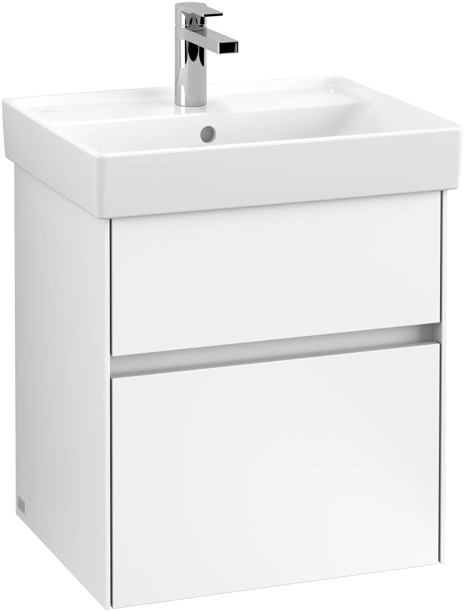 Villeroy & Boch Waschtischunterschrank „Collaro“ 510 × 546 × 414 mm Weiß Matt, für Becken mittig, mit Beleuchtung