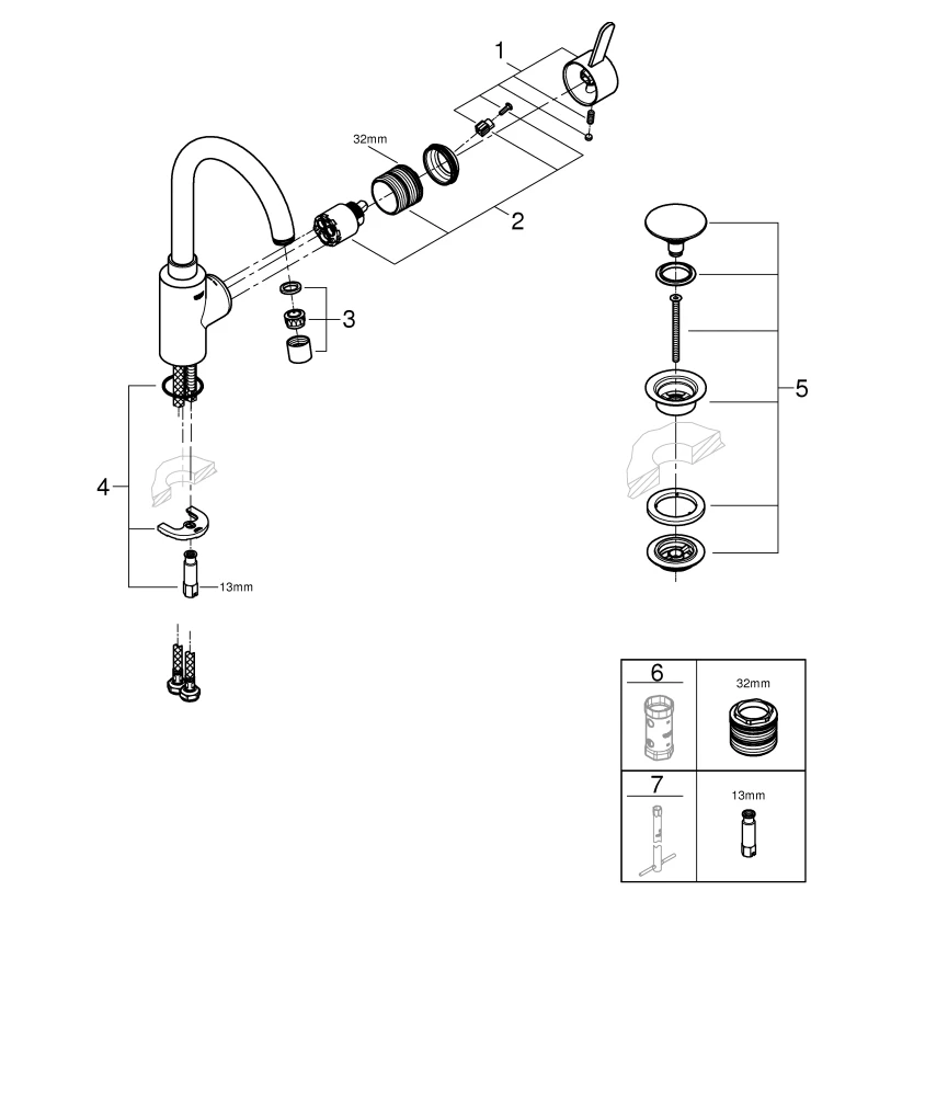 Einhand-Waschtischbatterie Eurosmart Cosmopolitan 23933_1, L-Size, Einlochmontage, getrennte innenliegende Wasserwege – kein Kontakt mit Blei oder Nickel, glatter Körper, Push-open Ablaufgarnitur 1 1/4″, chrom Einhand-Waschtischbatterie Eurosmart Cosmopolitan 23933_1, L-Size, Einlochmontage, getrennte innenliegende Wasserwege – kein Kontakt mit Blei oder Nickel, glatter Körper, Push-open Ablaufgarnitur 1 1/4″, chrom