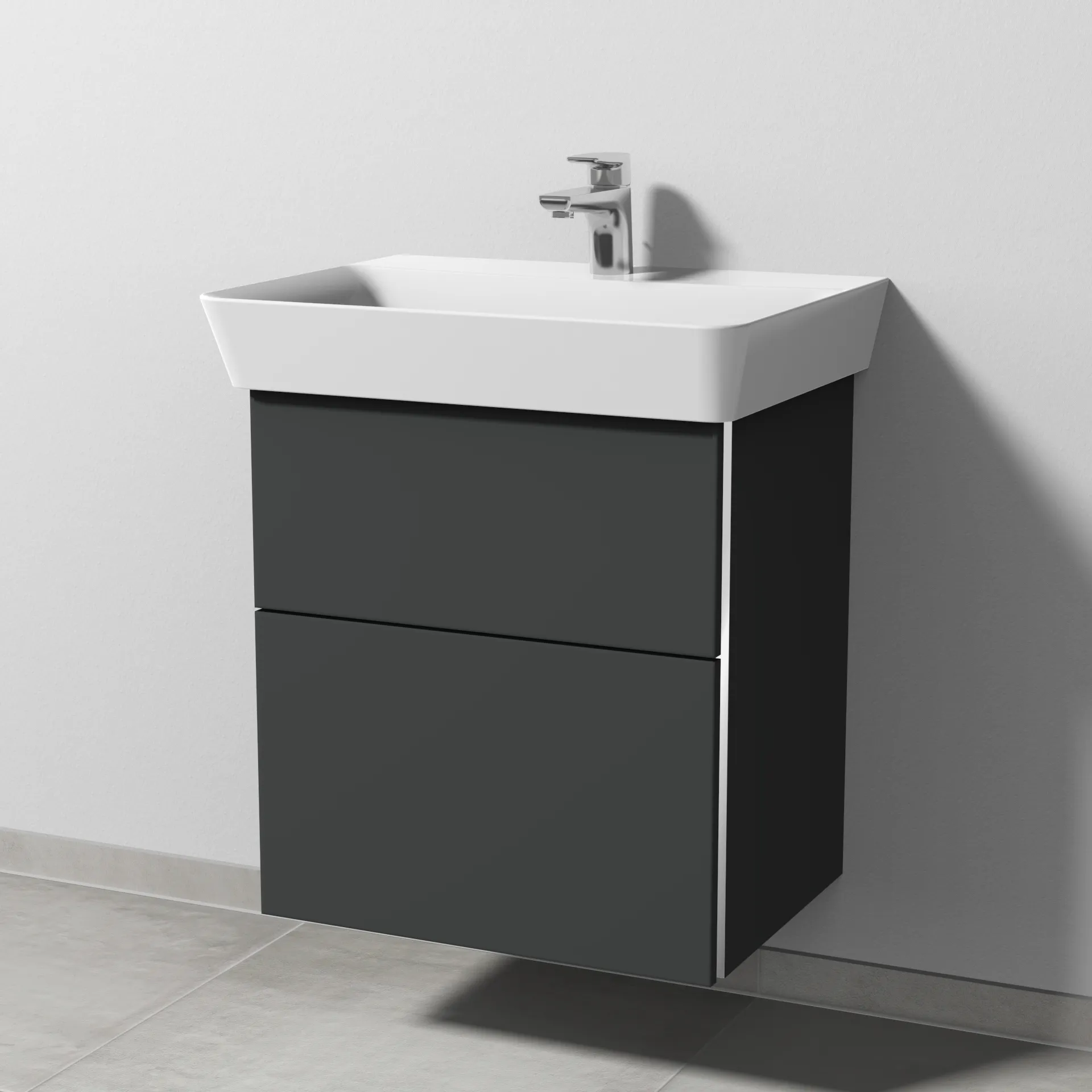Sanipa Waschtischunterschrank „3way“ passend zu Keramik-Waschtische Connect Air Cube von Ideal Standard 525 × 582 × 402 mm in Graphit (matt)