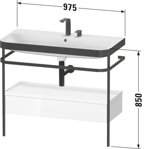 Duravit Waschtischunterschrank mit Metallkonsole „Happy D.2 Plus“ 97,5 × 85 × 49 cm