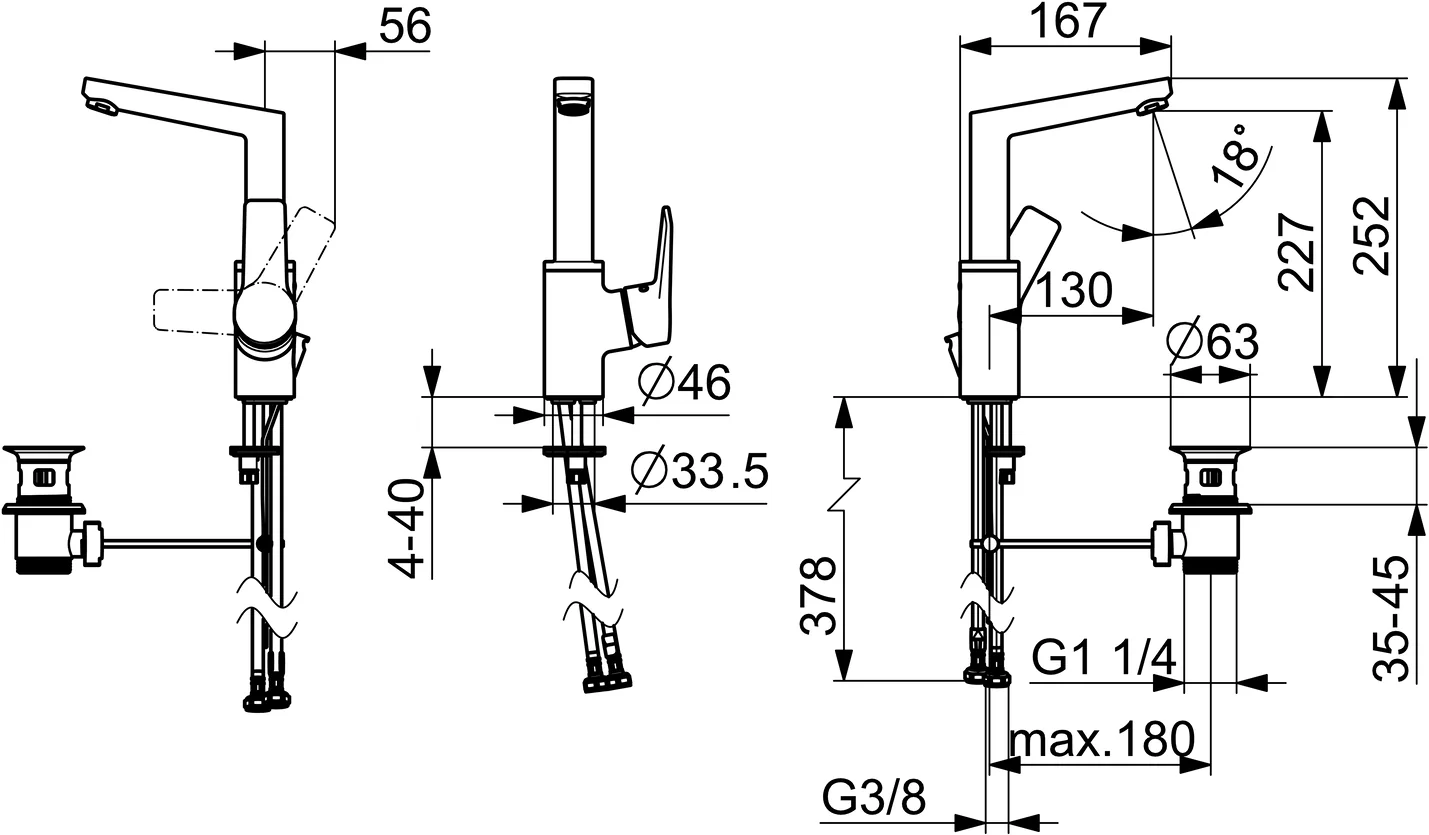 HansaTWIST Waschtischarmatur HansaTWIST 0954 Zugstangenablaufgarnitur Ausladung 130 mm DN15 Chrom