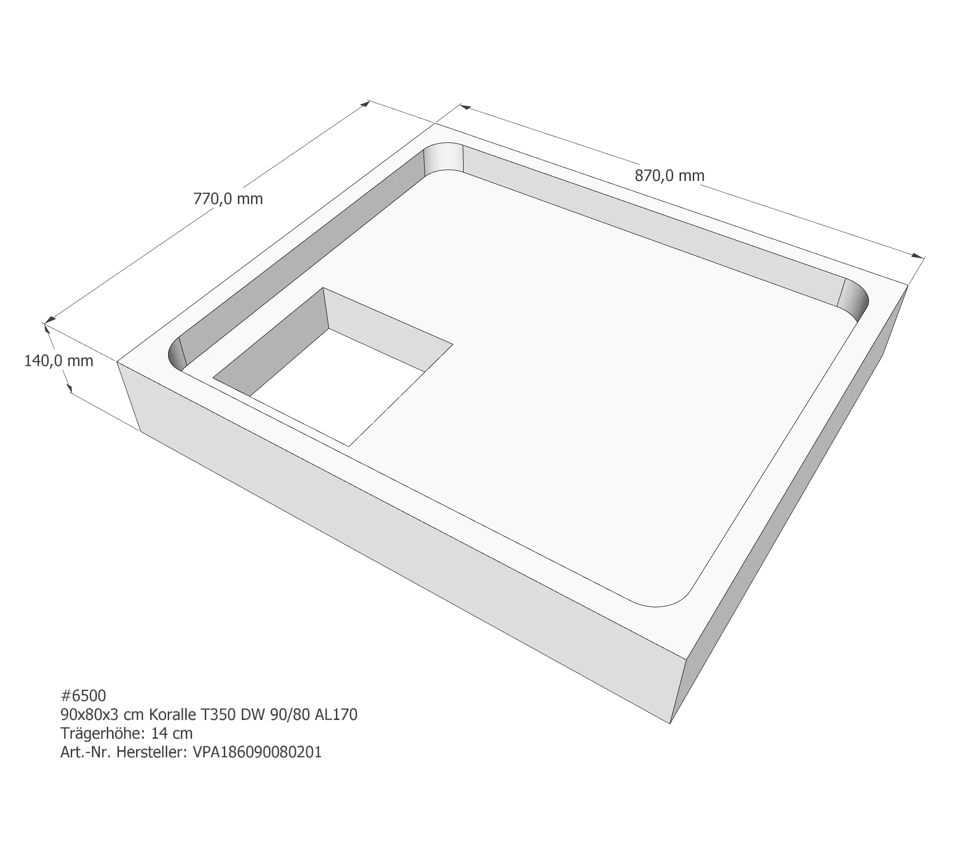 Duschwannenträger für Koralle T350 DW 90/80 90 × 80 × 3 cm Duschwannenträger für Koralle T350 DW 90/80 90 × 80 × 3 cm