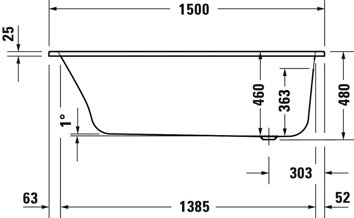 Duravit Whirlwanne „Qatego“ rechteck 150 × 75 cm, Fußablauf