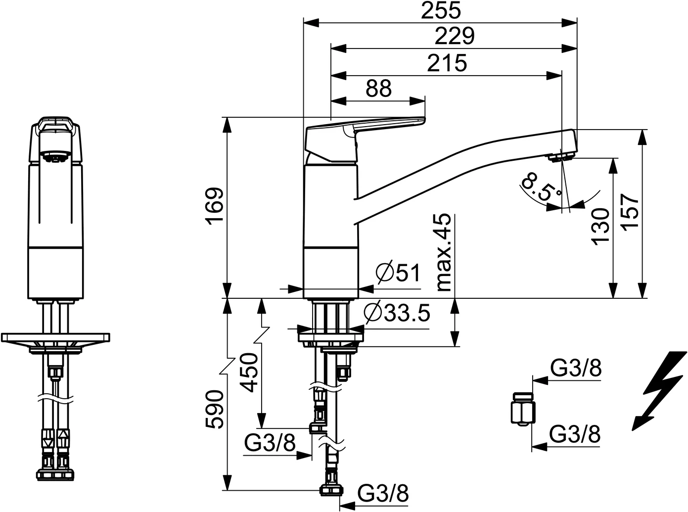 Hansa Hansapolo 2017 Küchenarmatur, Einhebelmischer Niederdruck Chrom