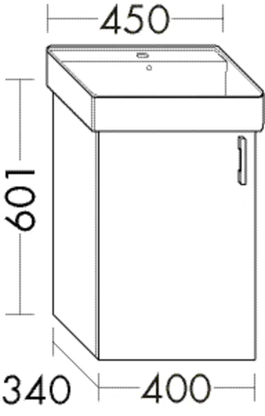 Waschtischunterschrank Sys30 PG1 Aqua von burgbad – 400 mm breit, 340 mm tief, 601 mm hoch, 1 Tür