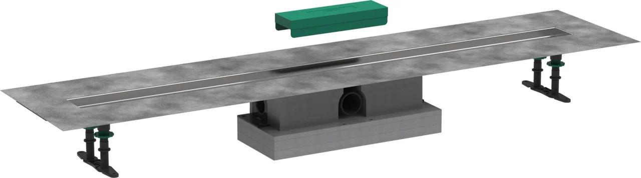 Hansgrohe uBox universal Komplettset für Standardinstallation 1200 mm, passend zu RainDrain Rock und Match Fertigsets, 3-seitiger Anschluss DN50, waagerechter Auslass