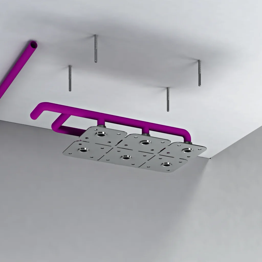 Hansgrohe AXOR ShowerSolutions Montageplatte für Kopfbrause im Mehrfachverbund – präzise und schallentkoppelt Hansgrohe AXOR ShowerSolutions Montageplatte für Kopfbrause im Mehrfachverbund – präzise und schallentkoppelt
