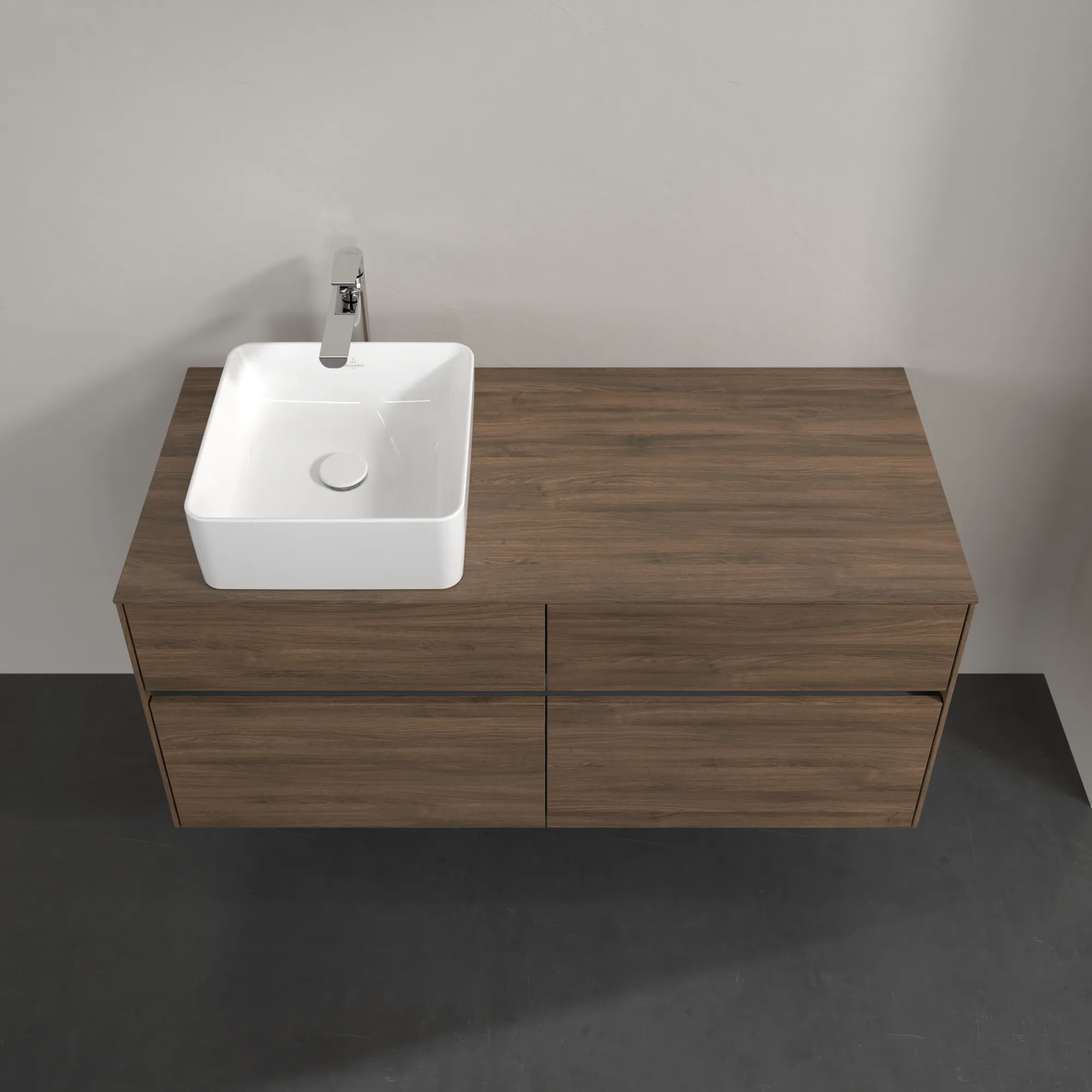 Villeroy & Boch Waschbeckenunterschrank Collaro Arizona Oak, 1200x548x500 mm, mit Beleuchtung und SoftClosing, Eckig