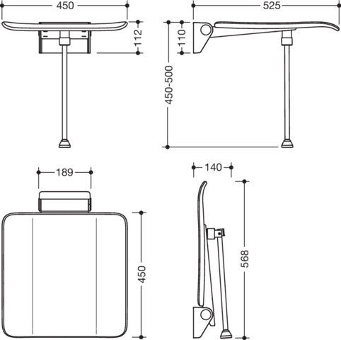 Klappsitz „System 900“ in Anthrazitgrau