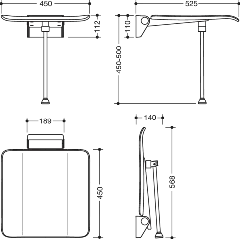 Klappsitz des Systems 900, Wandkonsole aus Edelstahl, PVD, Sitzfläche aus strukturiertem Kunststoff, schwarz, Sitzfläche 450 mm breit, 450 mm tief, mit Bodenstütze für Sitzhöhe 450-500 mm, PVD, in Farbe CK (messing glänzend) Klappsitz des Systems 900, Wandkonsole aus Edelstahl, PVD, Sitzfläche aus strukturiertem Kunststoff, schwarz, Sitzfläche 450 mm breit, 450 mm tief, mit Bodenstütze für Sitzhöhe 450-500 mm, PVD, in Farbe CK (messing glänzend)