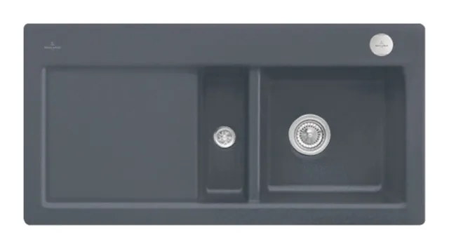 Villeroy & Boch flächenbündiges Küchenspülbecken „Subway“ 60 flat 965 × 475 × 220 mm, für Becken rechts in Graphite Villeroy & Boch flächenbündiges Küchenspülbecken „Subway“ 60 flat 965 × 475 × 220 mm, für Becken rechts in Graphite