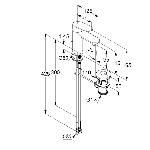Kludi Kludi-X1 Waschtisch-EHM 100 mit Ablaufgarnitur mattschwarz Kludi Kludi-X1 Waschtisch-EHM 100 mit Ablaufgarnitur mattschwarz