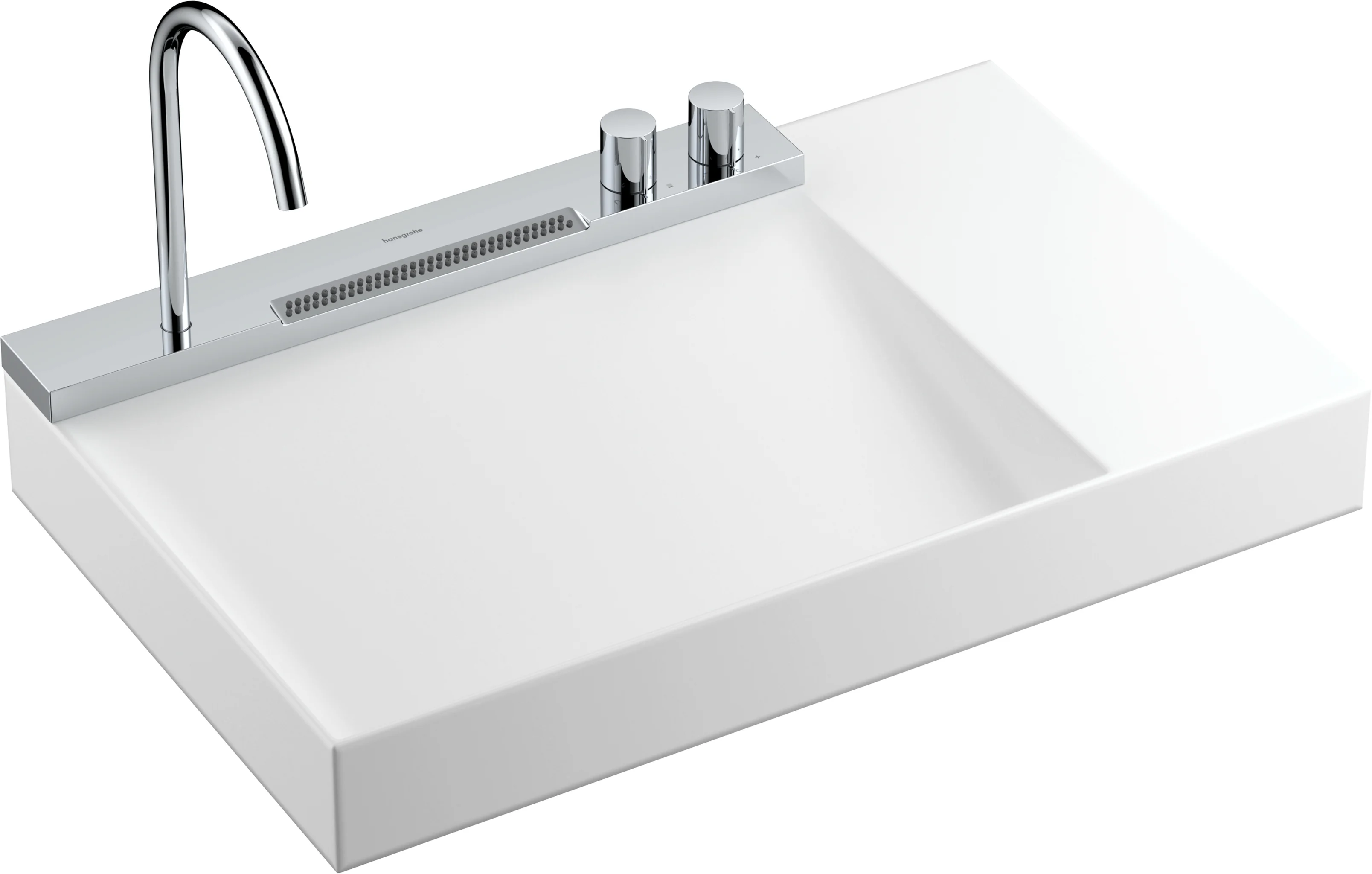 Hansgrohe Avalegra AquaUnit 78 cm Chrom, matt, Aufsatz und wandhängend, 780x475x100 mm, Schwenkauslauf, Laminarstrahl & Rain, QuickClean+, Thermostatkartusche, max. Durchfluss 7 l/min