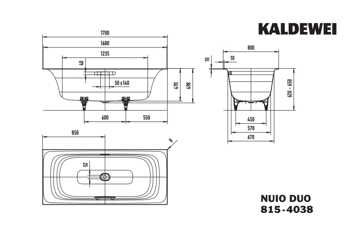 Kaldewei NUIO DUO Badewanne, 1700x800 mm, alpinweiß matt, flacher Rand, mit Schallschutz Kaldewei NUIO DUO Badewanne, 1700x800 mm, alpinweiß matt, flacher Rand, mit Schallschutz