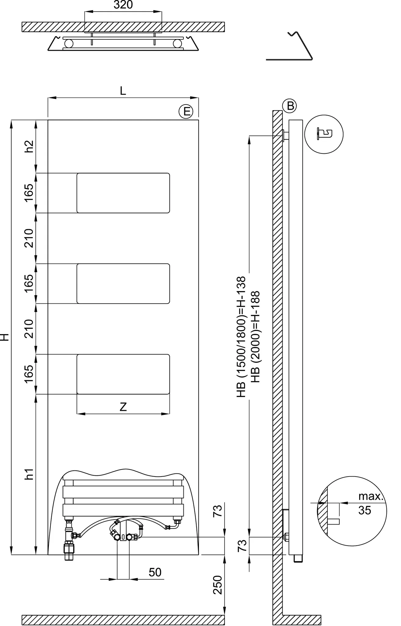 BEMM Design-Elektroheizkörper „Plawa Spa Pur E“ 52,5 × 150 cm in Weiß (RAL 9016)