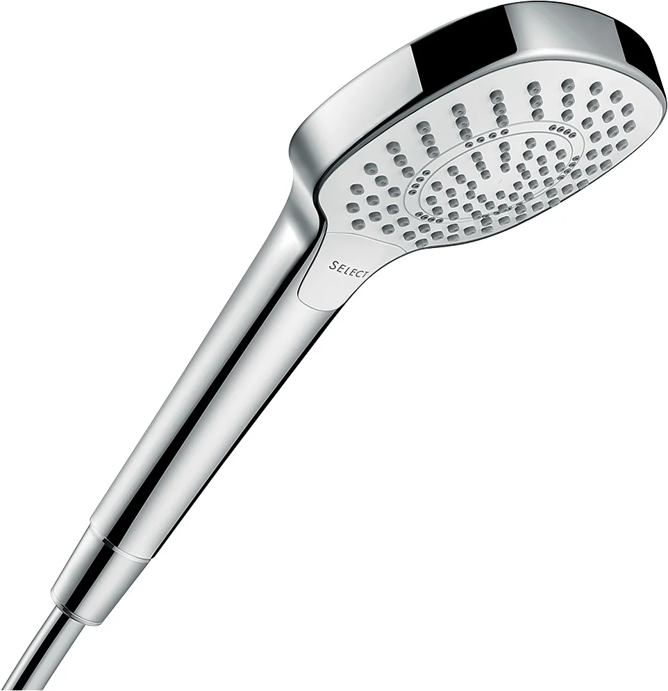 Hansgrohe Croma Select E Handbrause EcoSmart weiß/chrom, 110 mm Brausekopfgröße, SoftRain, IntenseRain, Massagestrahl, QuickClean, max. Durchfluss 8,4 l/min bei 3 bar Hansgrohe Croma Select E Handbrause EcoSmart weiß/chrom, 110 mm Brausekopfgröße, SoftRain, IntenseRain, Massagestrahl, QuickClean, max. Durchfluss 8,4 l/min bei 3 bar