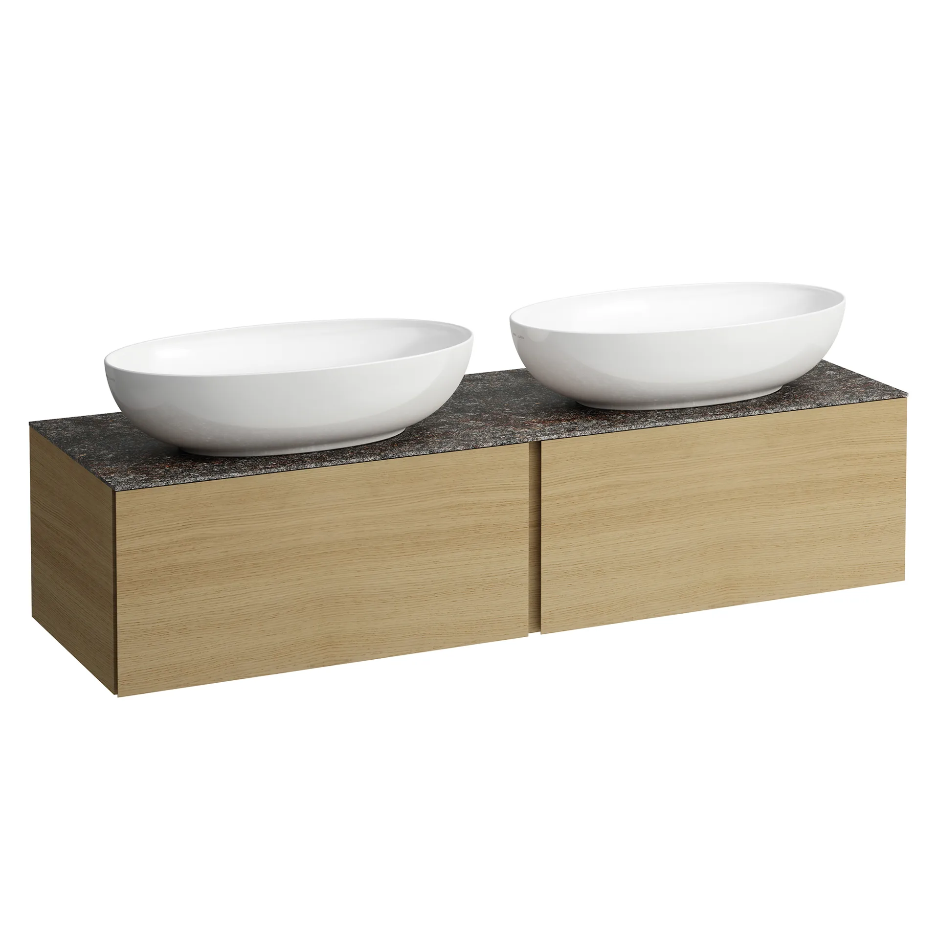 Laufen Waschtischunterschrank „Ilbagnoalessi“ 1600 × 370 × 500 mm Eiche hell, mit Hahnlochbohrung, links und rechts Laufen Waschtischunterschrank „Ilbagnoalessi“ 1600 × 370 × 500 mm Eiche hell, mit Hahnlochbohrung, links und rechts
