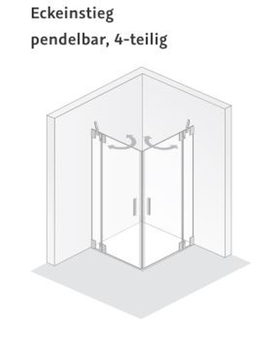 HSK Duschtür mit Drehtüren an Nebenteilen 4-teilig „K2“ Glas Linea 01 (80 cm)