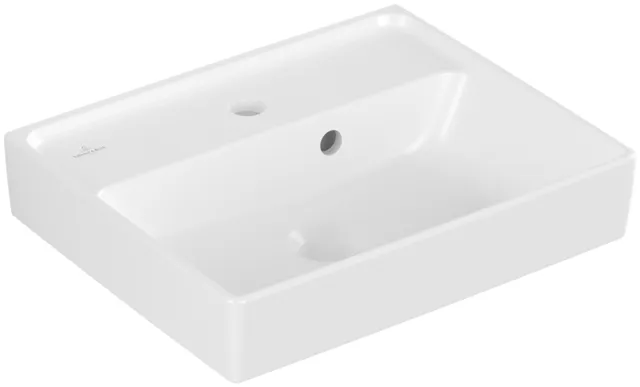 Villeroy & Boch Handwaschbecken aus TitanCeram „Collaro“ 450 × 370 × 150 mm, mit Hahnlochbohrung, Hahnlochposition mittig in Stone White Villeroy & Boch Handwaschbecken aus TitanCeram „Collaro“ 450 × 370 × 150 mm, mit Hahnlochbohrung, Hahnlochposition mittig in Stone White