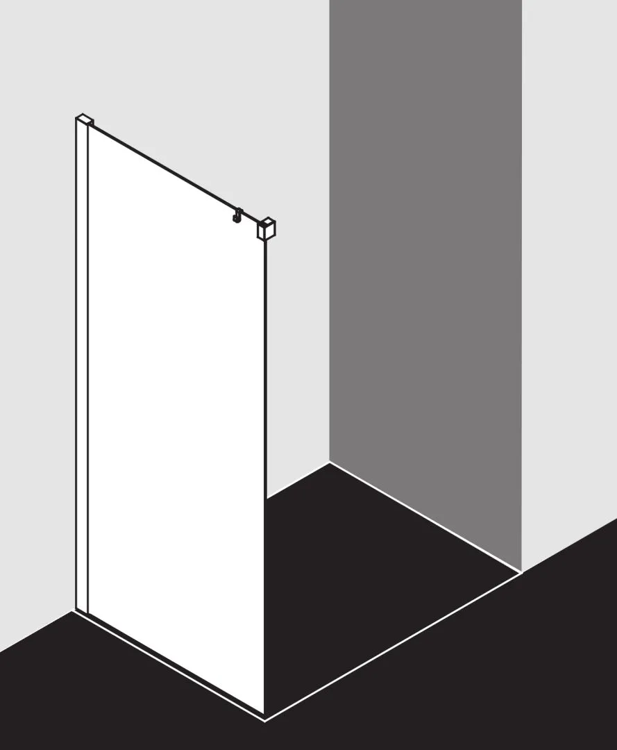 Kermi Seitenwand Seitenwand links für Ecke „NICA“ Glas Klar, Profile Schwarz Soft (RAL 9005), BV: 795 - 820 mm GAK: 790 - 815 mm WE: 805 - 830 mm H: 2000 mm