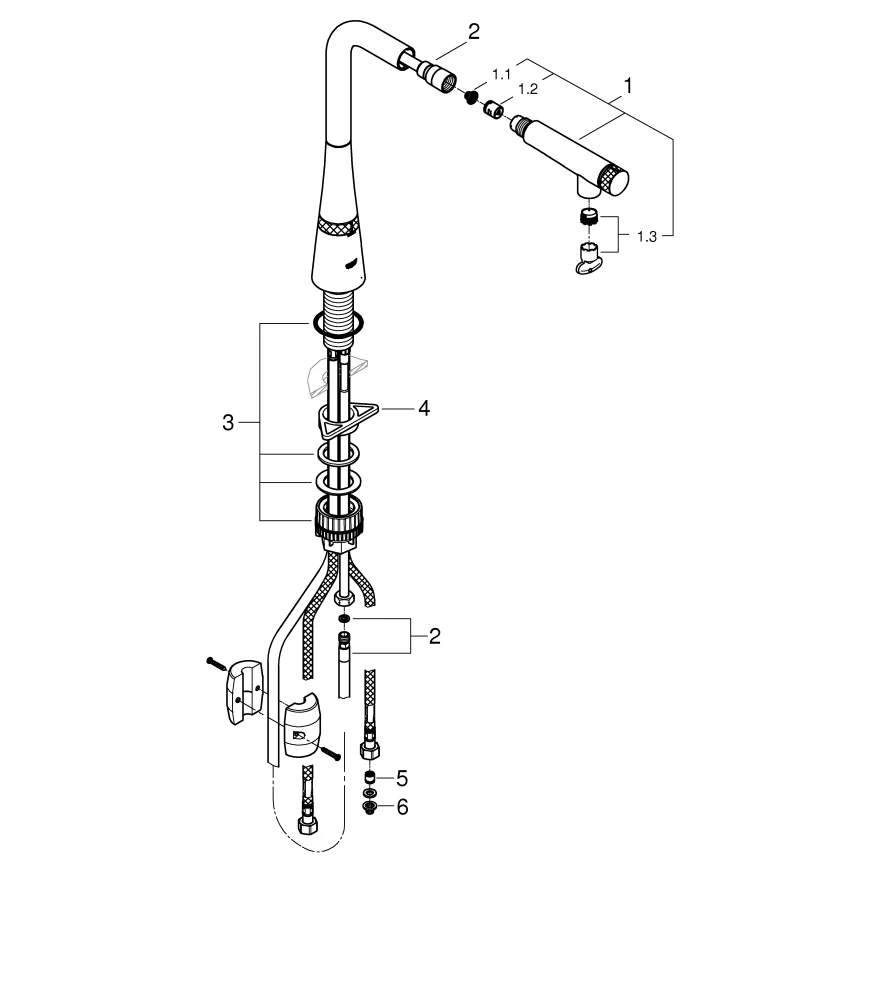 Spültischbatterie Zedra SmartControl 31593_2, Einlochmontage, An/Aus per Knopfdruck, Volumensteuerung durch Drehen, Temperatureinstellung durch Drehen des Mischventils am Armaturenkörper, getrennte innenliegende Wasserwege, chrom