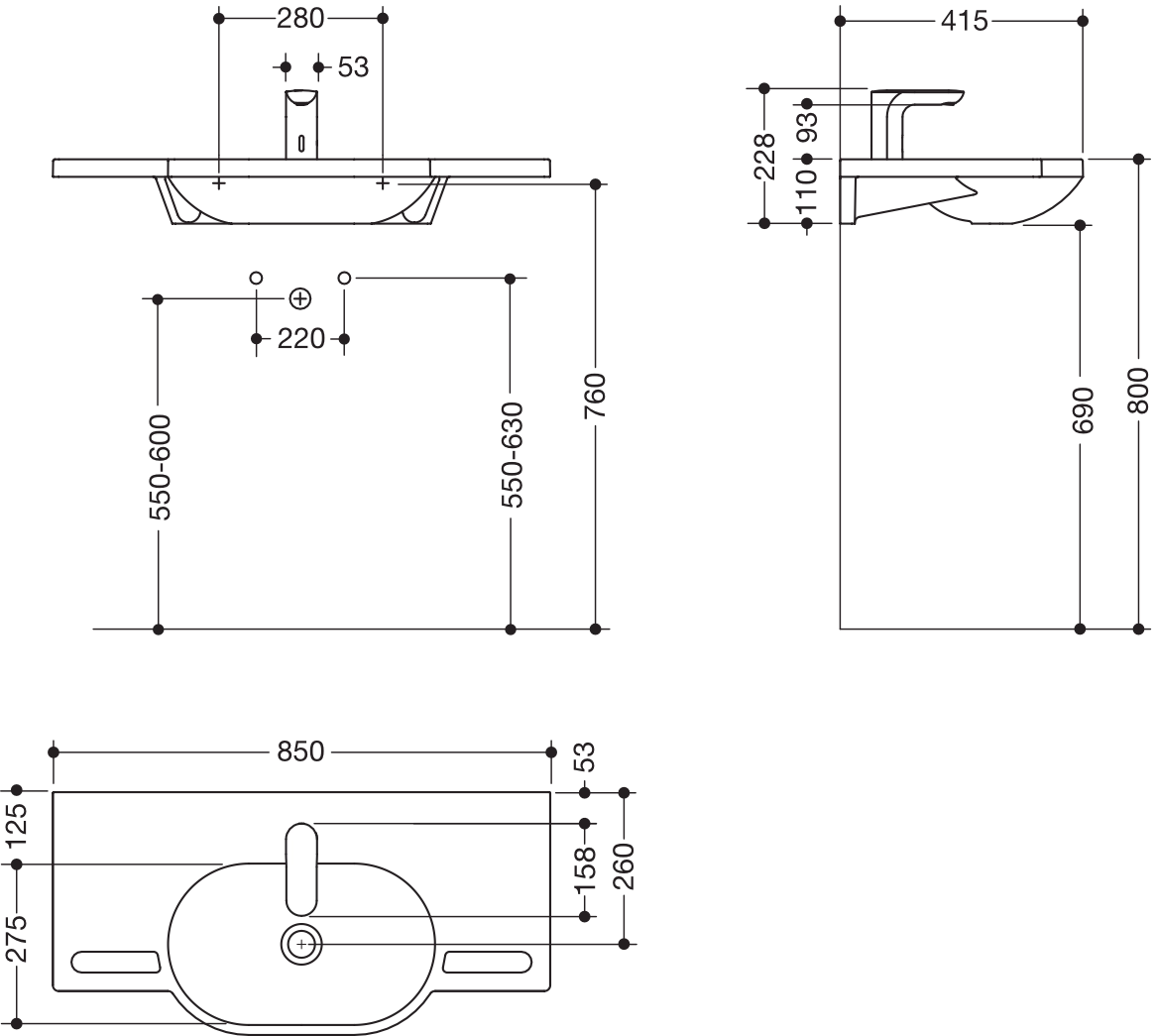 Set-Waschtisch und Armatur 85 × 41,5 × 11 cm